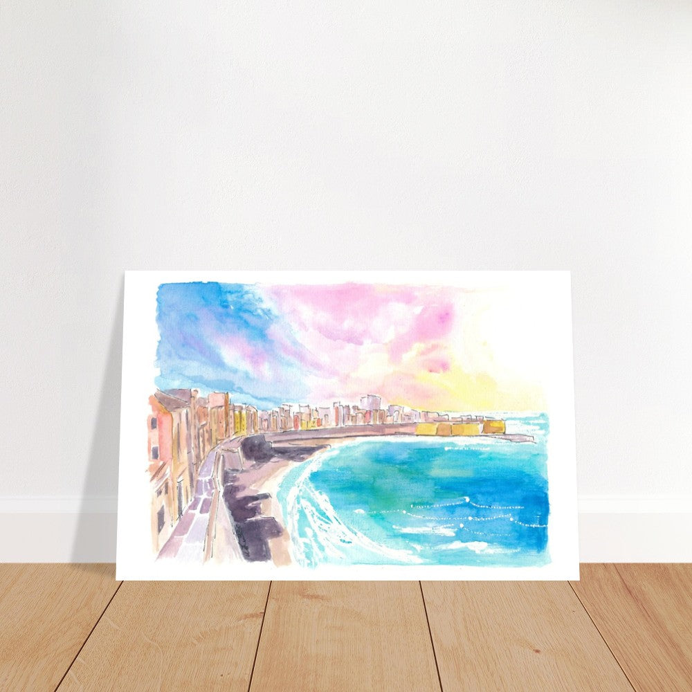 Trapani Sicily City on Rock in the Mediterranean Sea - Limited Edition Fine Art Print - Original Painting available