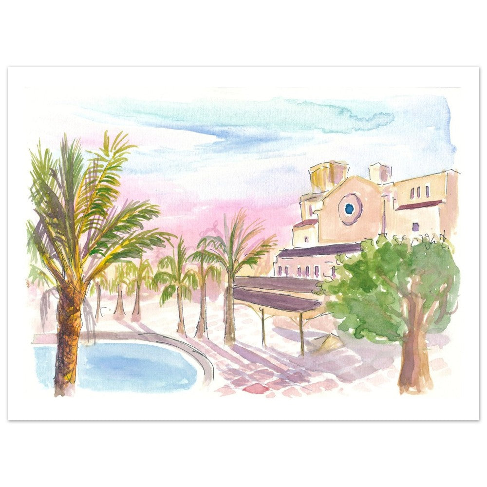 Palms at Rosemary Square in West Palm Beach Florida - Limited Edition Fine Art Print - Original Painting available