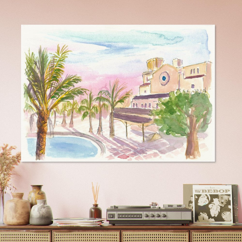 Palms at Rosemary Square in West Palm Beach Florida - Limited Edition Fine Art Print - Original Painting available