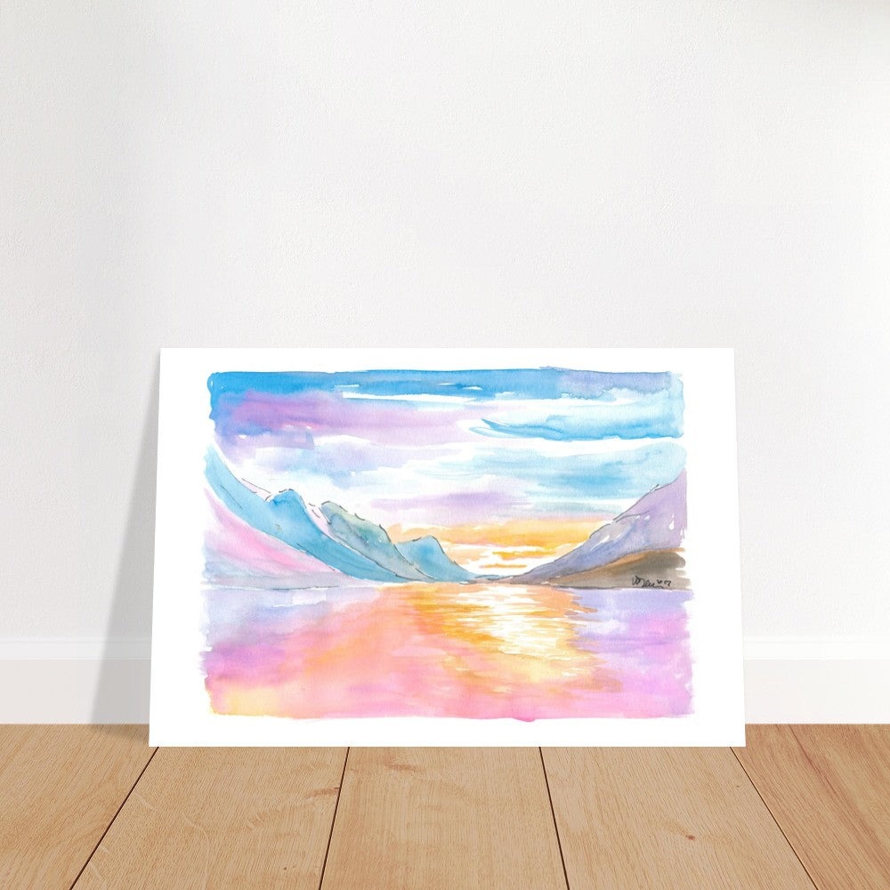 Glacier National Park View with Late Afternoon Sunlight - Limited Edition Fine Art Print - Original Painting available