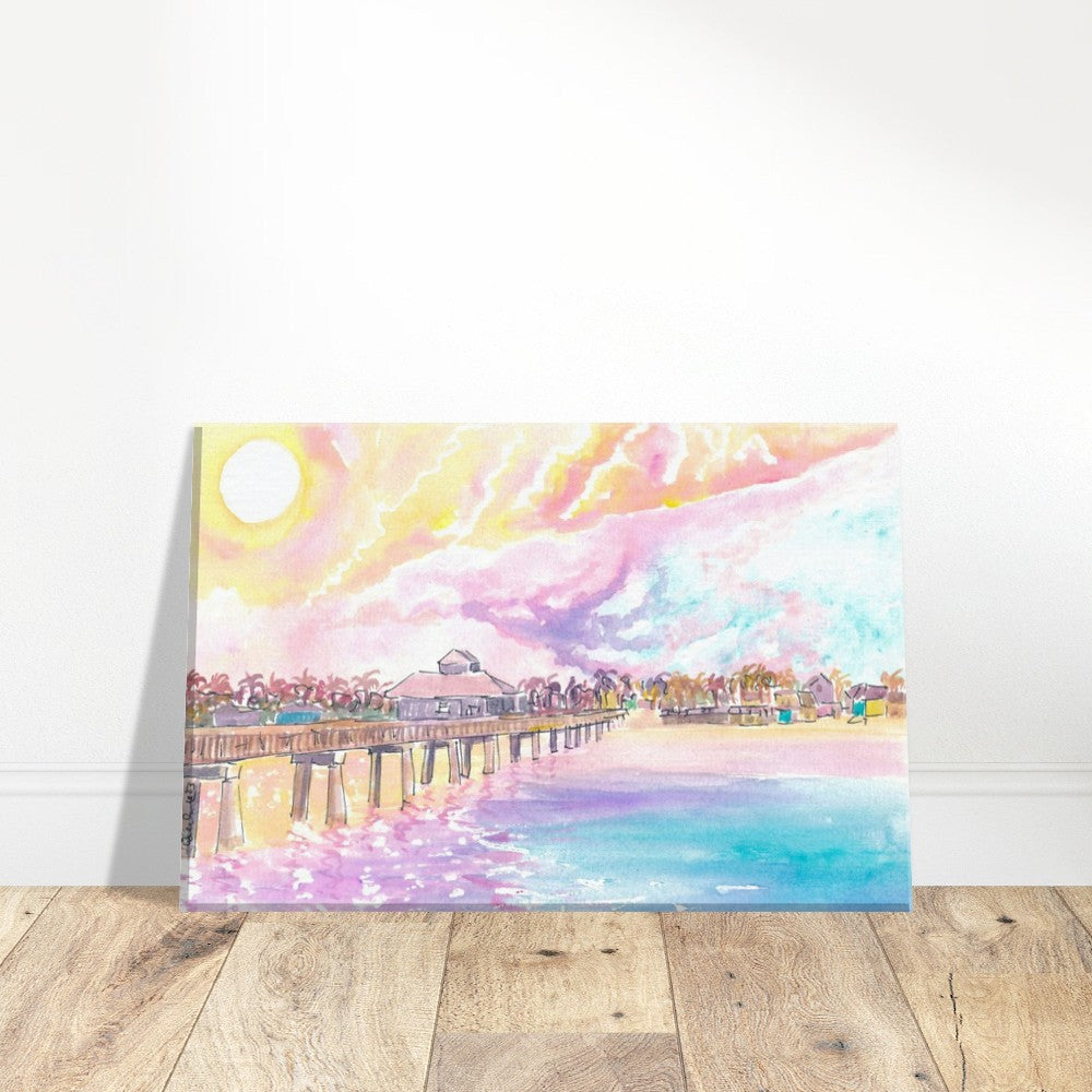 Romance in Fort Myers Florida with Fishing Pier in Sunset - Limited Edition Fine Art Print - Original Painting available