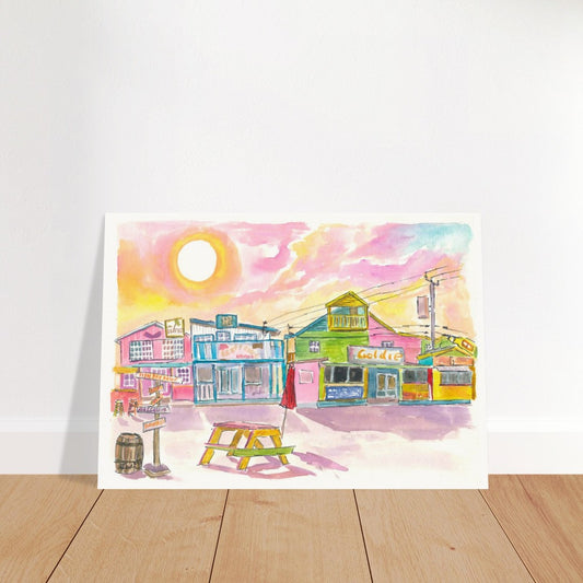 Fish Fry Houses at Sunset on Arawak Cay Nassau Bahamas - Limited Edition Fine Art Print - Original Painting available