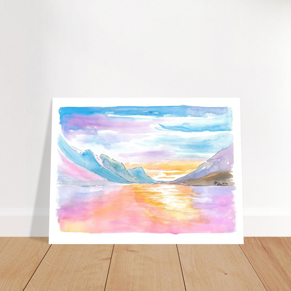 Glacier National Park View with Late Afternoon Sunlight - Limited Edition Fine Art Print - Original Painting available