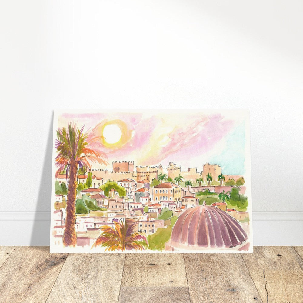 City of Rhodes with Impressive Grandmaster Palace - Limited Edition Fine Art Print - Original Painting available