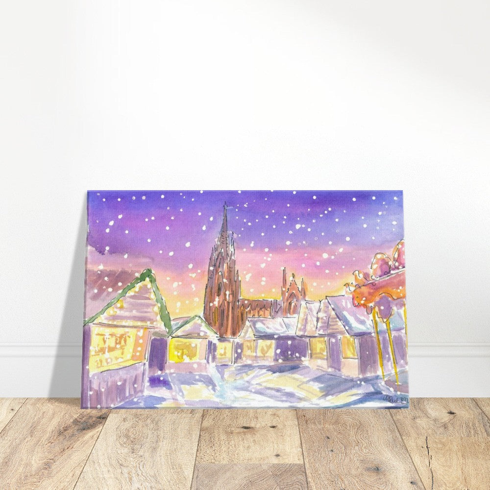 Cologne Germany Winter Scene with Cathedral and XMAS Market - Limited Edition Fine Art Print - Original Painting available
