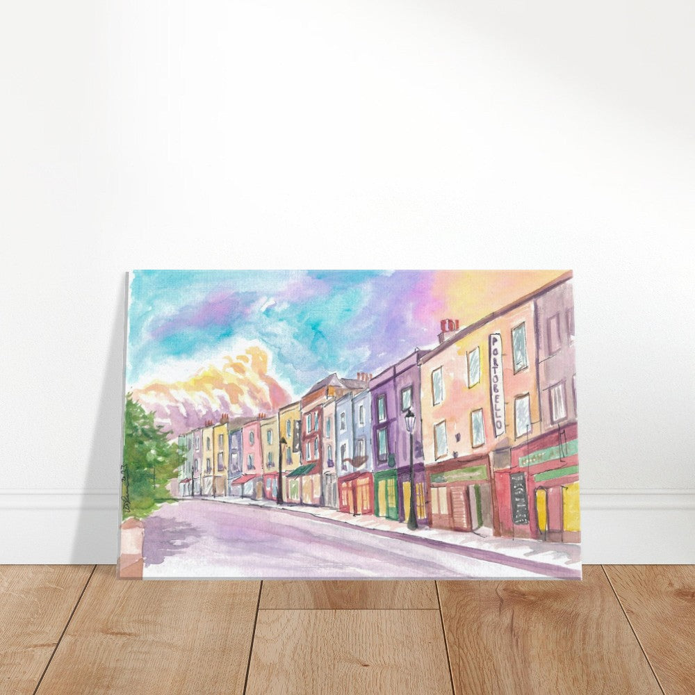Colorful Portobello Road in Fancy Notting Hill London - Limited Edition Fine Art Print - Original Painting available