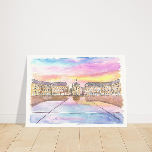 Bordeaux France Mirror View of Place de la Bourse - Limited Edition Fine Art Print - Original Painting available