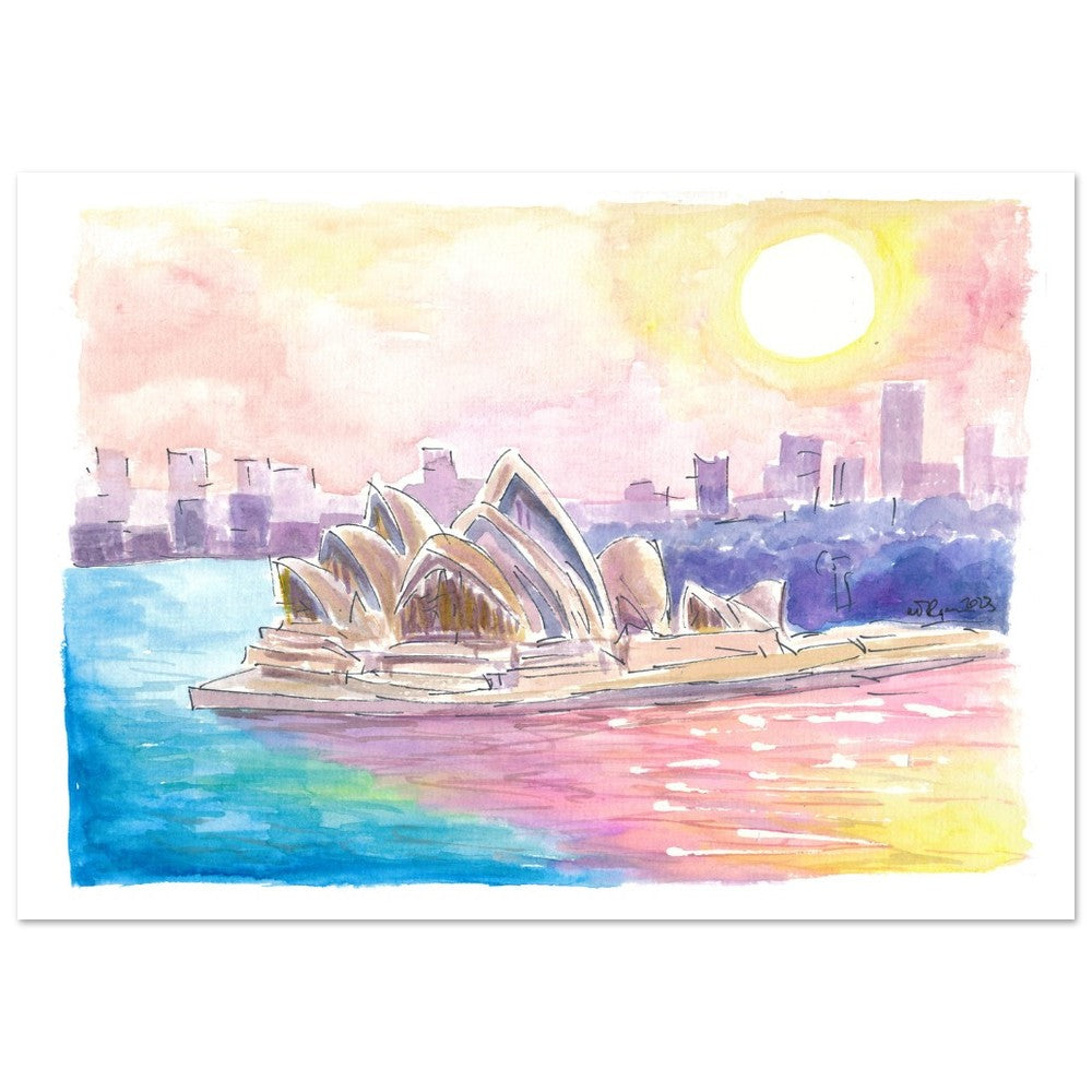 Sydney Australia Sunset with Opera and Downtown - Limited Edition Fine Art Print -