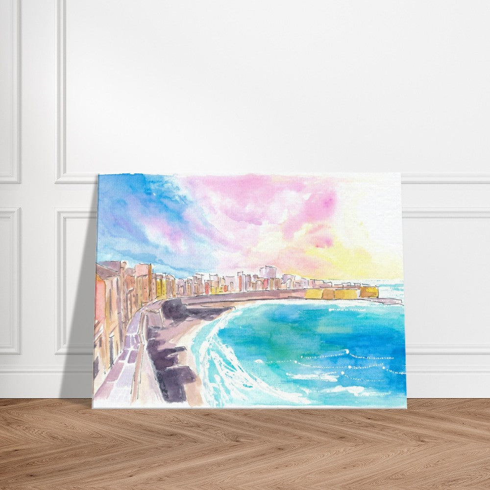 Trapani Sicily City on Rock in the Mediterranean Sea - Limited Edition Fine Art Print - Original Painting available