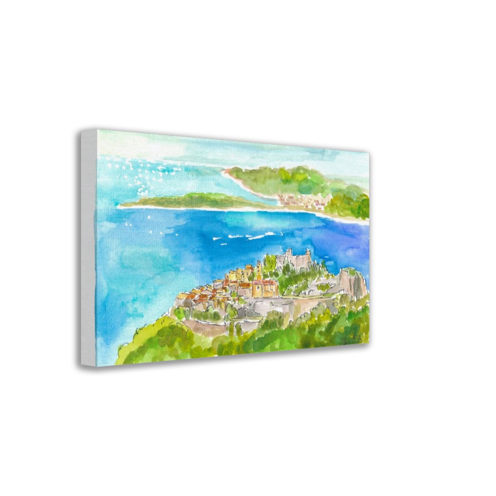 French Riviera Coast with Islands and Peninsula and Cote d&#39;Azur Dreams - Limited Edition Fine Art Print - Original Painting available