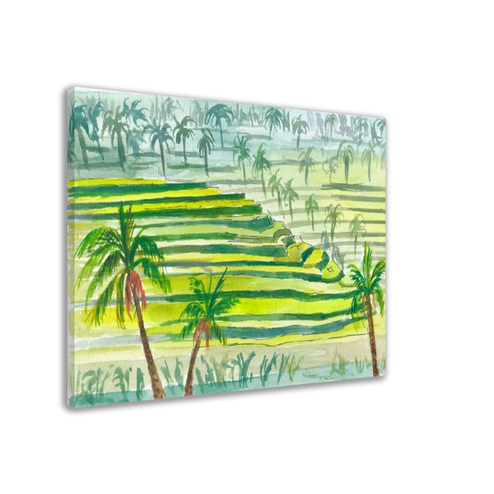 Picturesque Green Bali Rice Terraces - Limited Edition Fine Art Print - Original Painting available