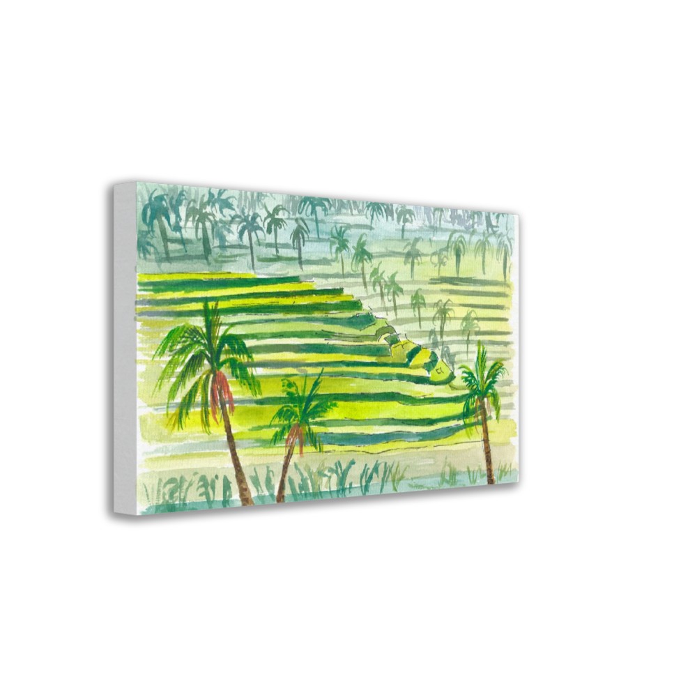 Picturesque Green Bali Rice Terraces - Limited Edition Fine Art Print - Original Painting available