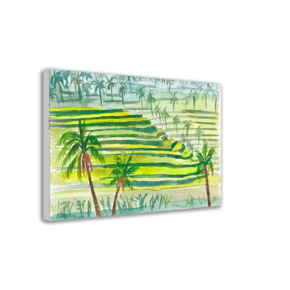 Picturesque Green Bali Rice Terraces - Limited Edition Fine Art Print - Original Painting available