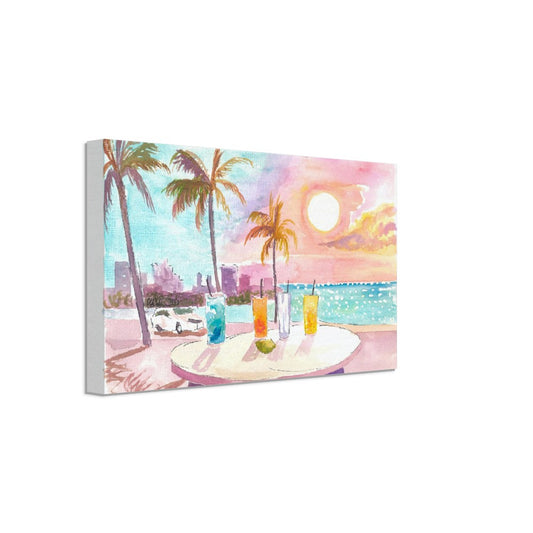 Feeling the Soft Breeze in Miami Beach with Cocktails - Limited Edition Fine Art Print - Original Painting available