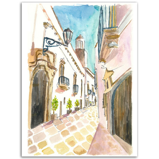 Locorotondo small Italian Country Town Street Scene - Limited Edition Fine Art Print - Original Painting available