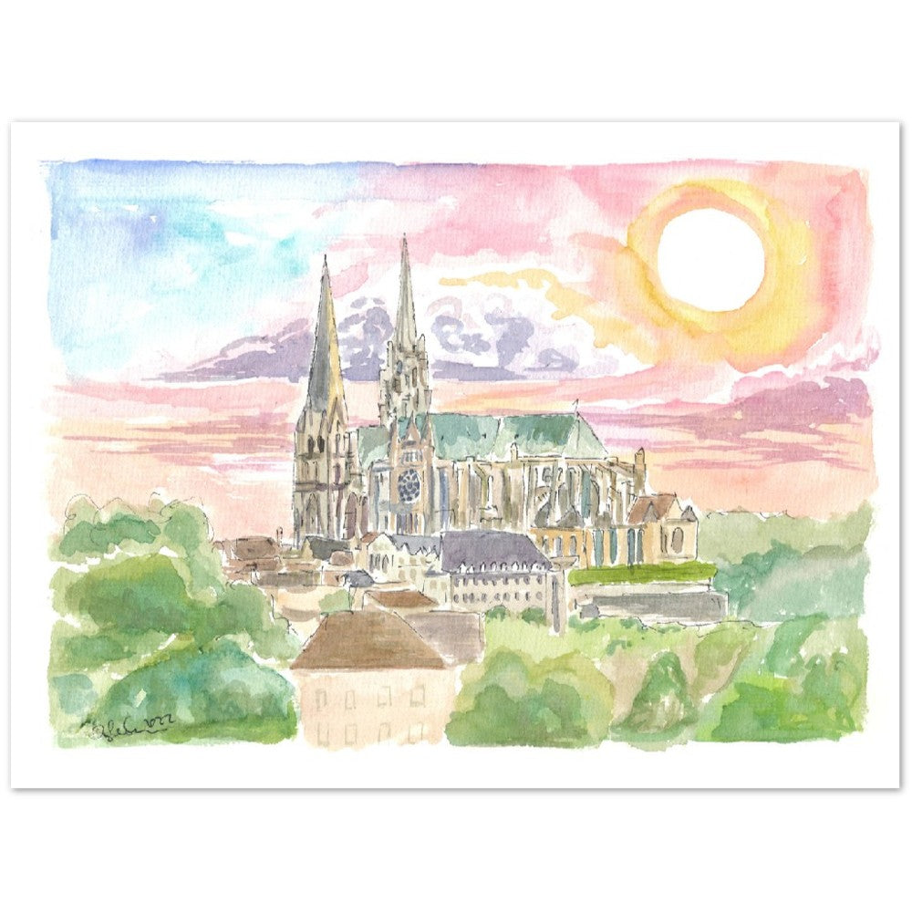 Amazing Gothic Cathedral of Our Lady of Chartres - Limited Edition Fine Art Print - Original Painting available