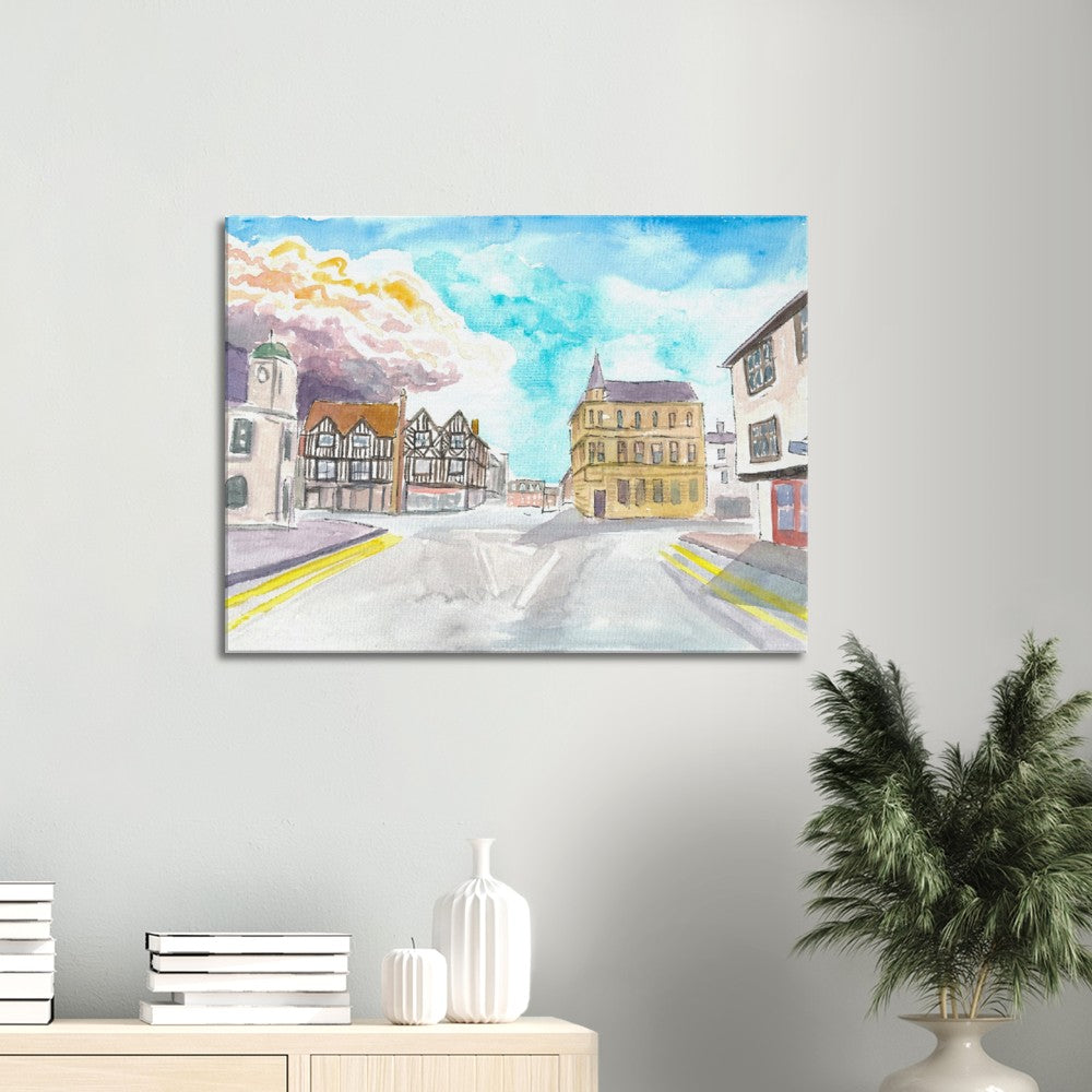Historic Stratford-upon-Avon Street Scene in England Warwickshire - Limited Edition Fine Art Print - Original Painting available