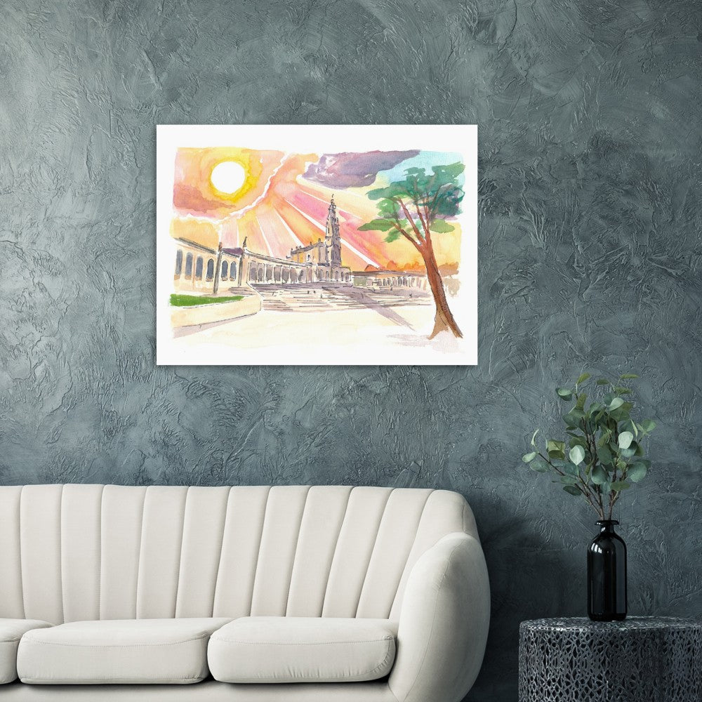 Sunset over Sanctuary of Our Lady of the Rosary of Fátima - Limited Edition Fine Art Print - Original Painting available