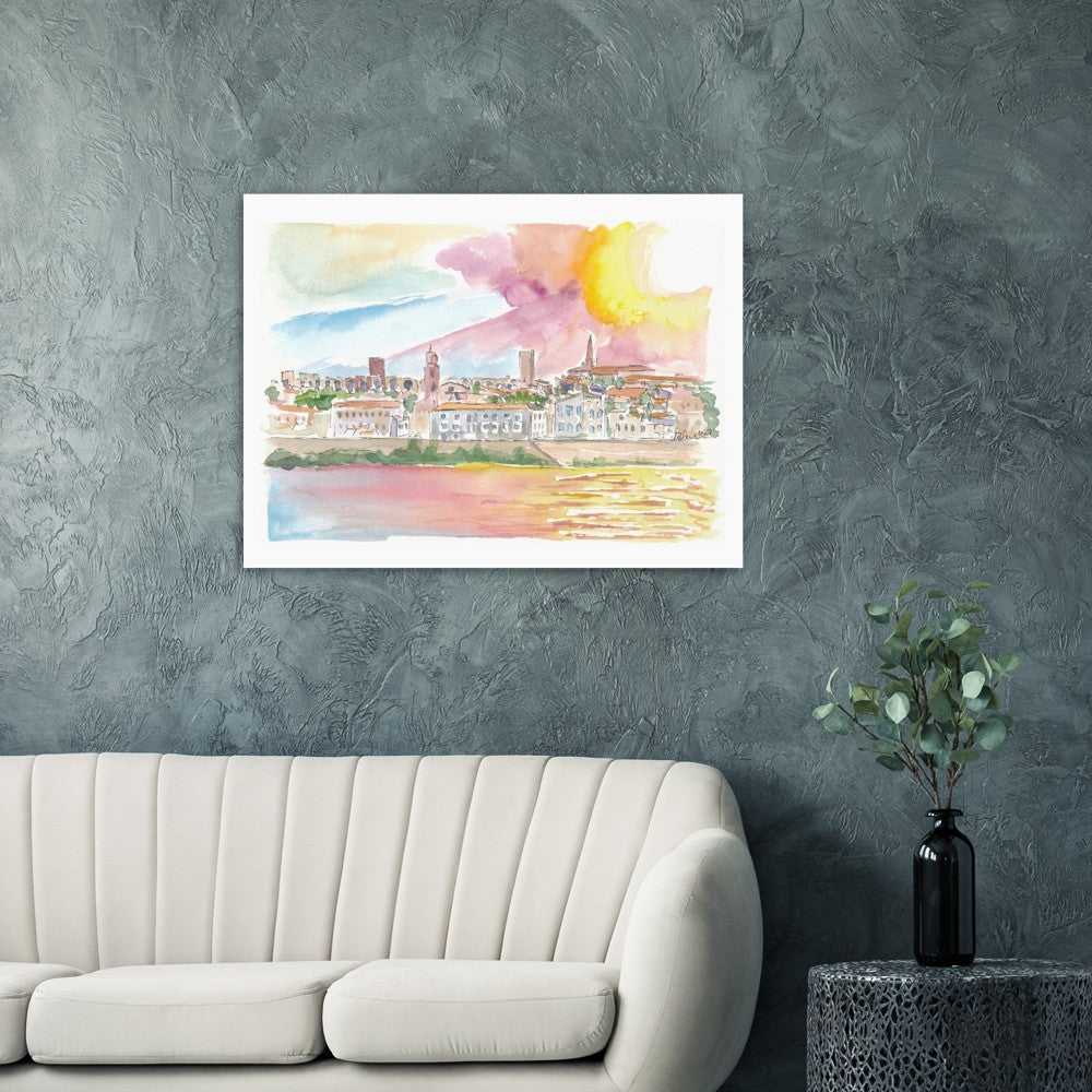 Historic Arles with view of Old Town - Limited Edition Fine Art Print - Original Painting available