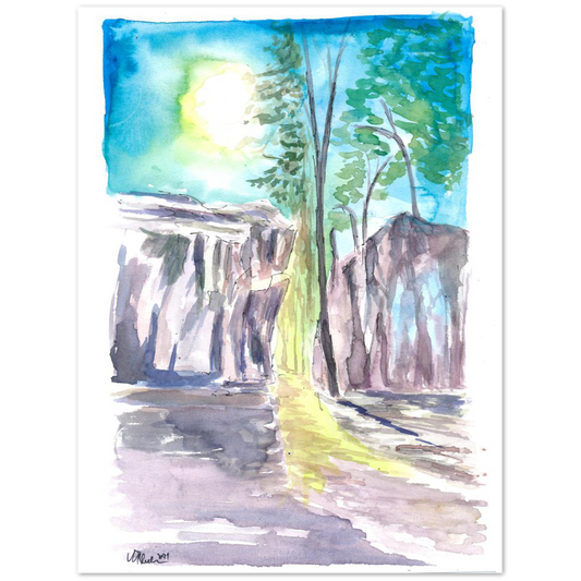 Ozark Hiking Watercolor Trail Scene - Limited Edition Fine Art Print