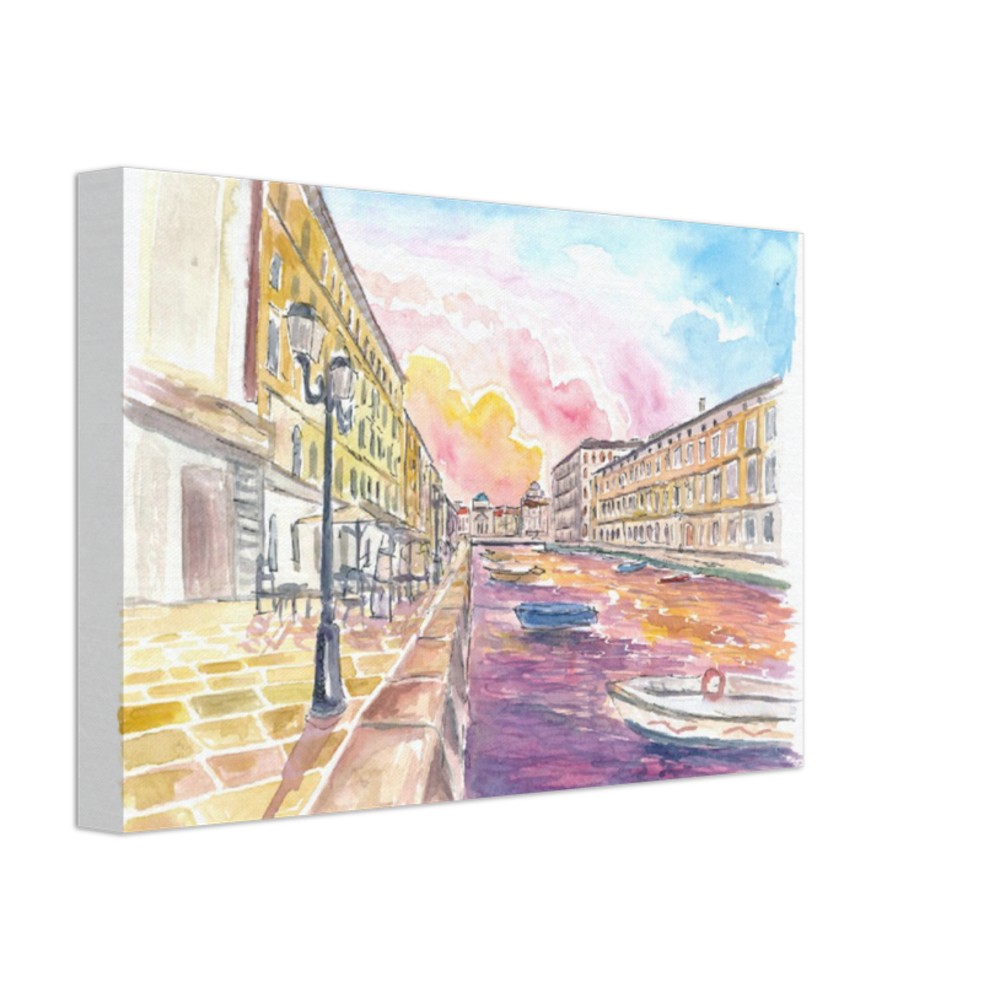 Canal Grande in Trieste Italy at Sunset - Limited Edition Fine Art Print - Original Painting available