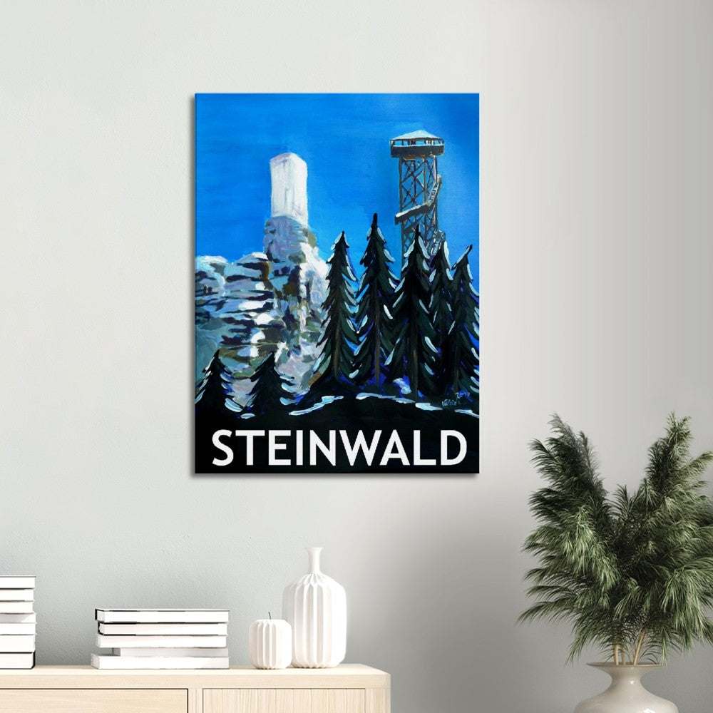 Steinwald Retro Poster - Stonewood Upper Palatinate Tower with Weissenstein Castle Ruins - Retro Poster Fine Art Print