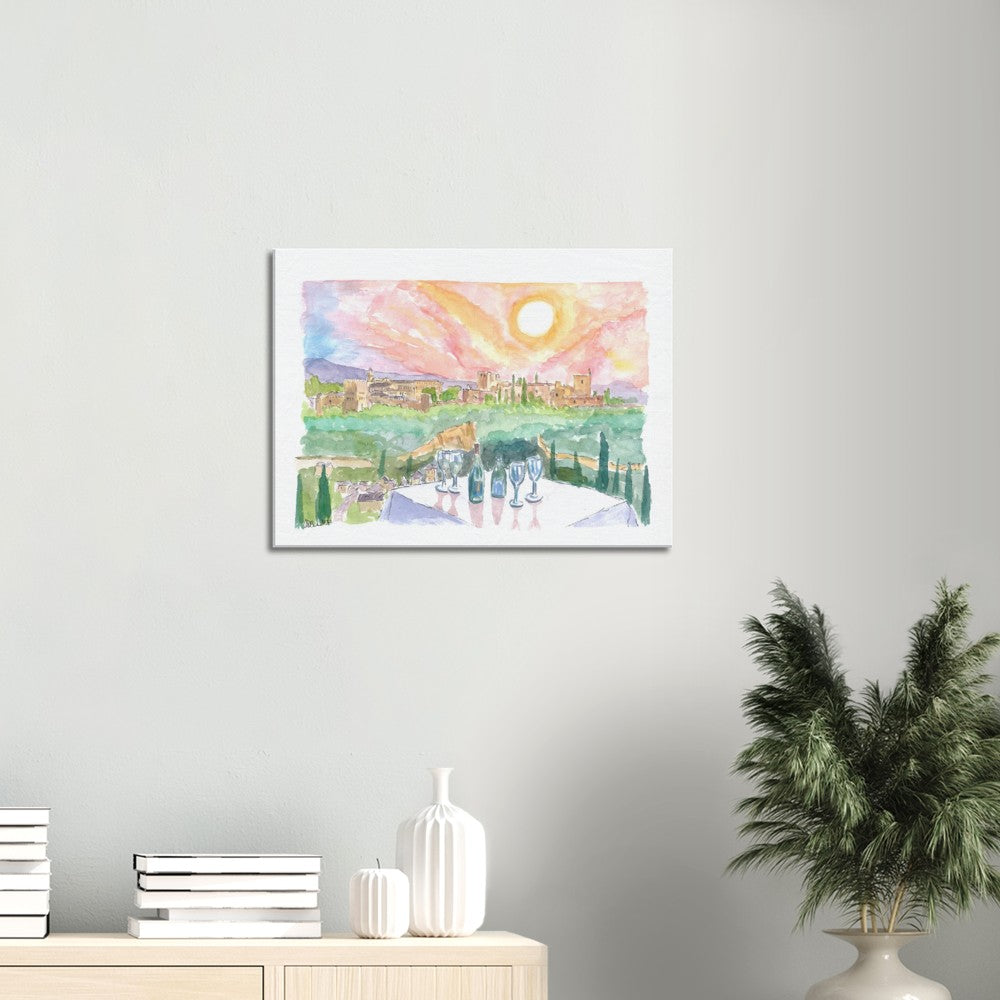 Magical Granada Andalusia Afternoon with Romantic Restaurant Table - Limited Edition Fine Art Print - Original Painting available