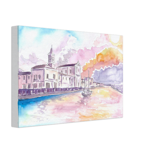 Cesenatico Summer Breeze Harbour Sunset Scene - Limited Edition Fine Art Print - Original Painting available