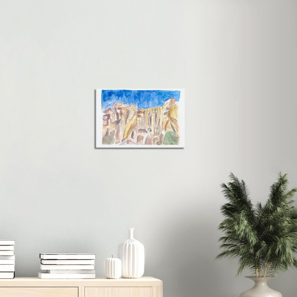 Ronda City View and Andalusia Dreams with Rocks and Puente Nuevo - Limited Edition Fine Art Print - Original Painting available