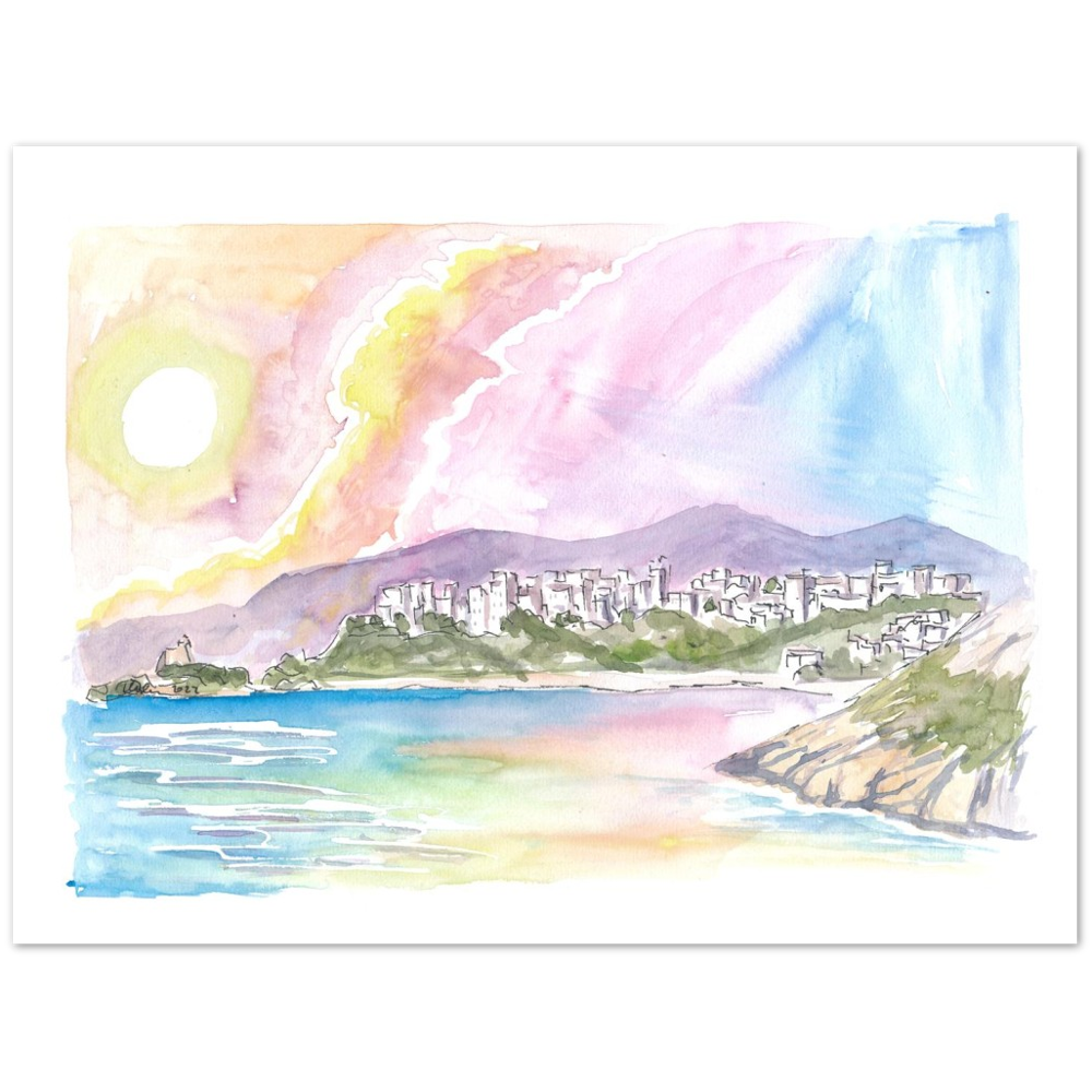 Sperlonga Mediterranean Coastal Scene in Southern Italy - Limited Edition Fine Art Print - Original Painting available