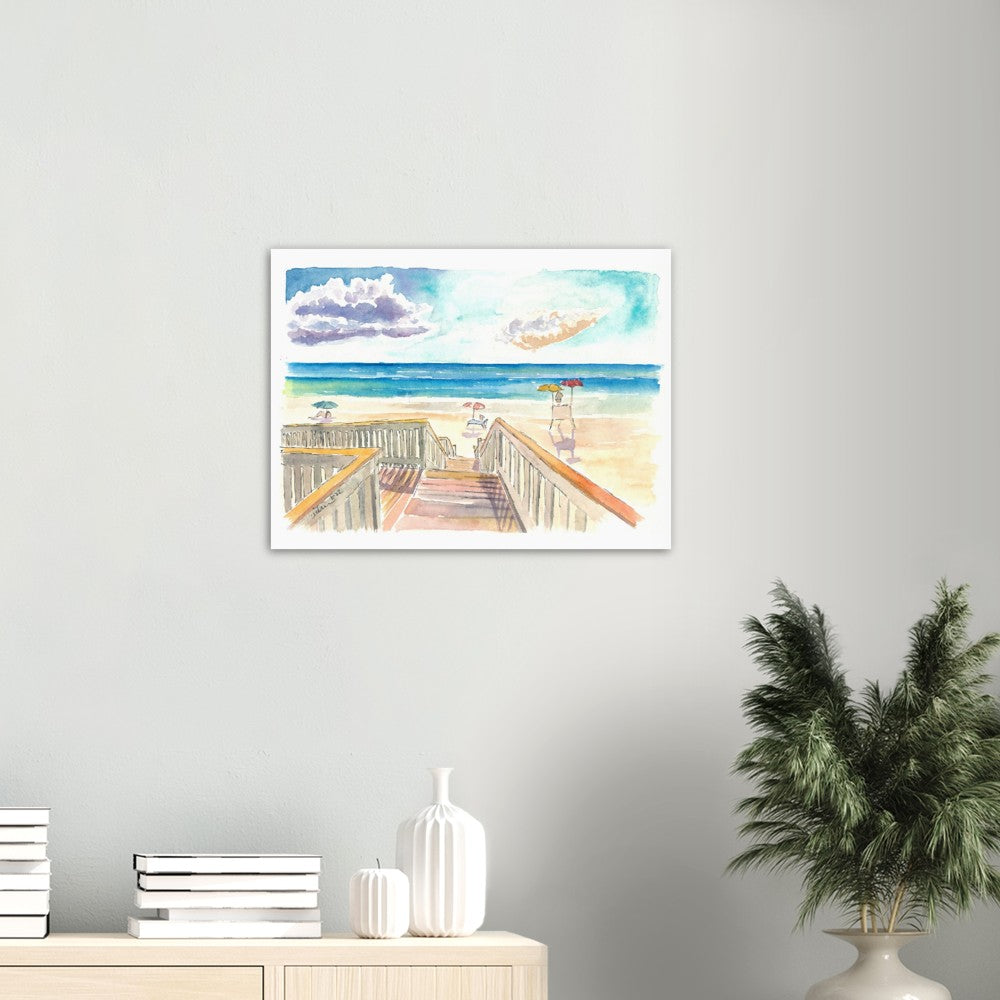 Stairs over Sand Dunes to the Ocean - Limited Edition Fine Art Print - Original Painting available