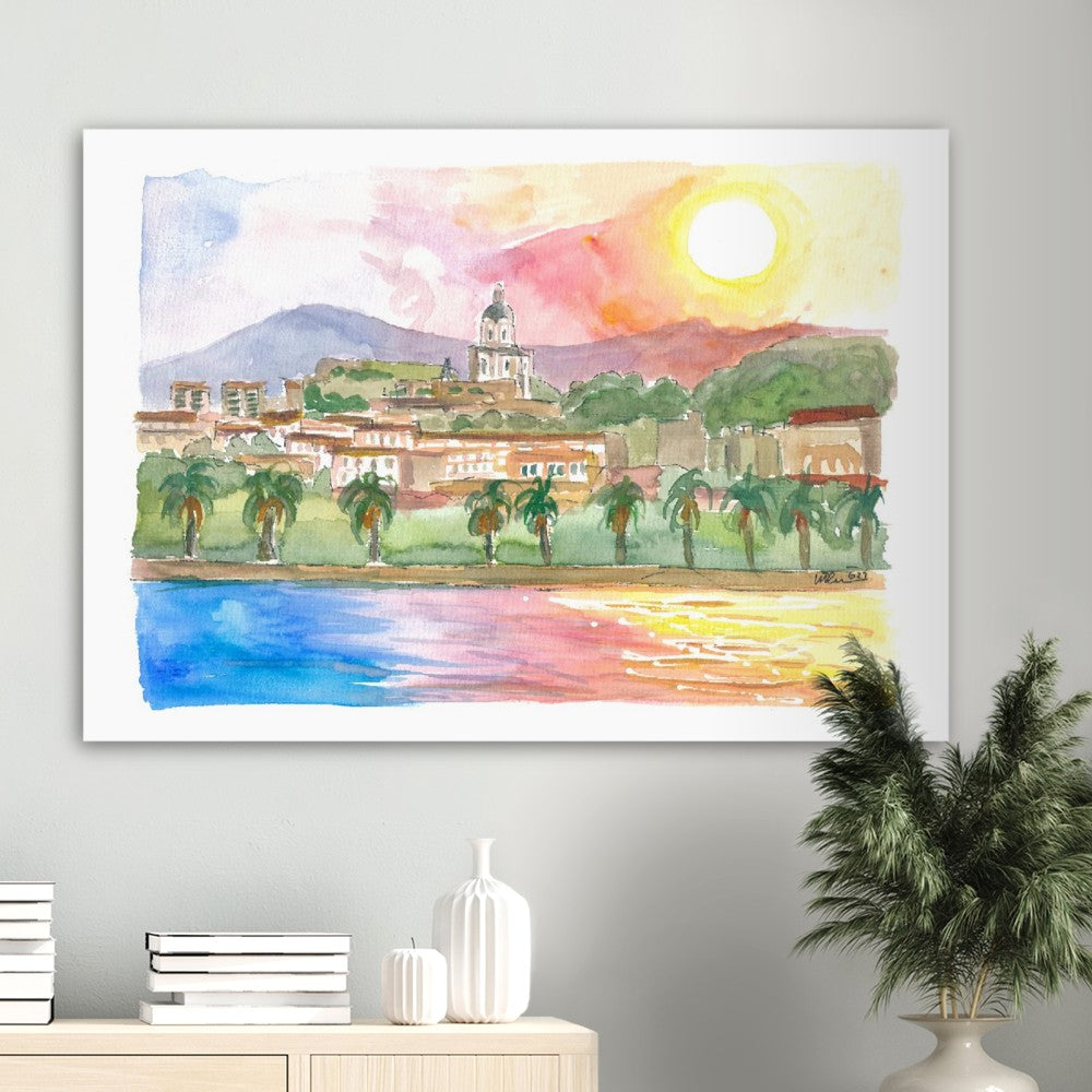 Messina Sicily City View from Mediterranean Sea - Limited Edition Fine Art Print - Original Painting available