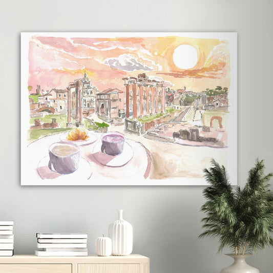 Roman Forum Morning Coffee with View in Rome - Limited Edition Fine Art Print - Original Painting available