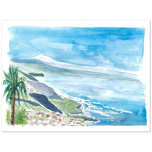 View of Snow Covered Teide in Tenerife Canary Islands  - Limited Edition Fine Art Print - Original Painting available