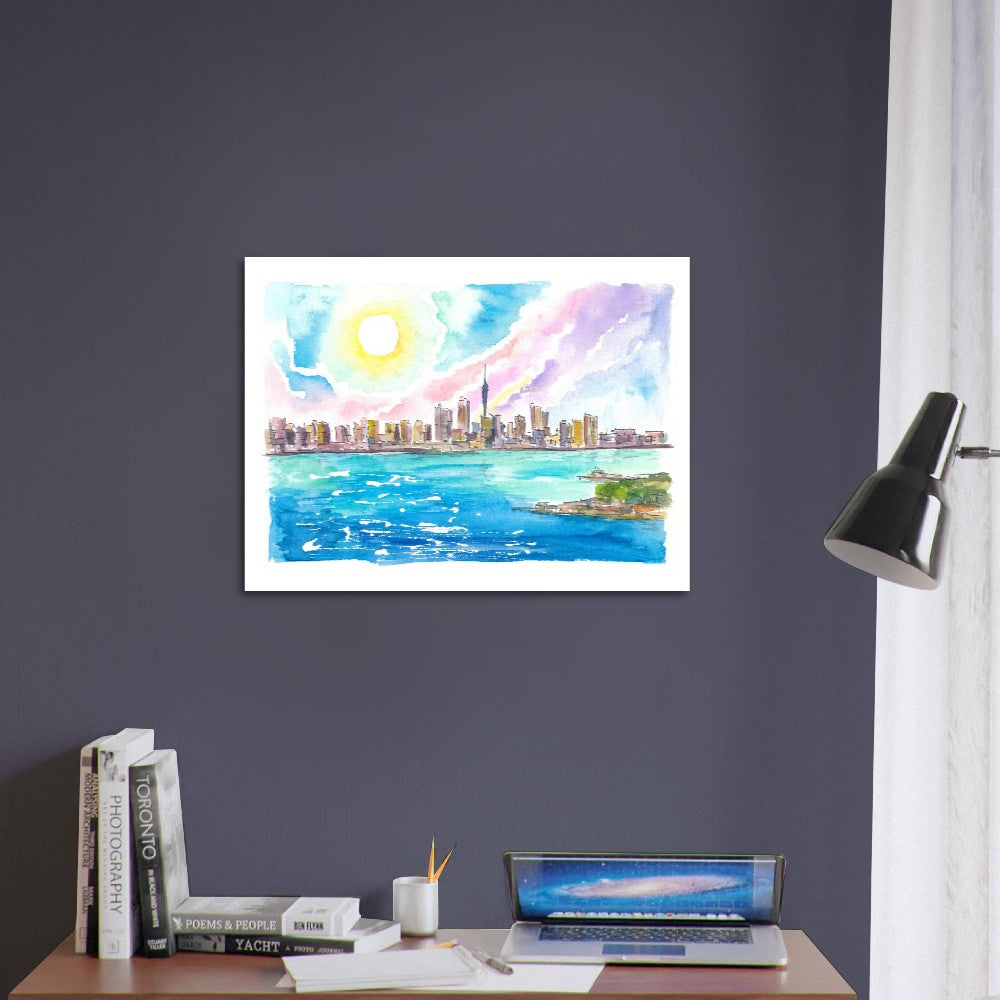 Amazing Auckland New Zealand Skyline from the Sea - Limited Edition Fine Art Print - Original Painting available