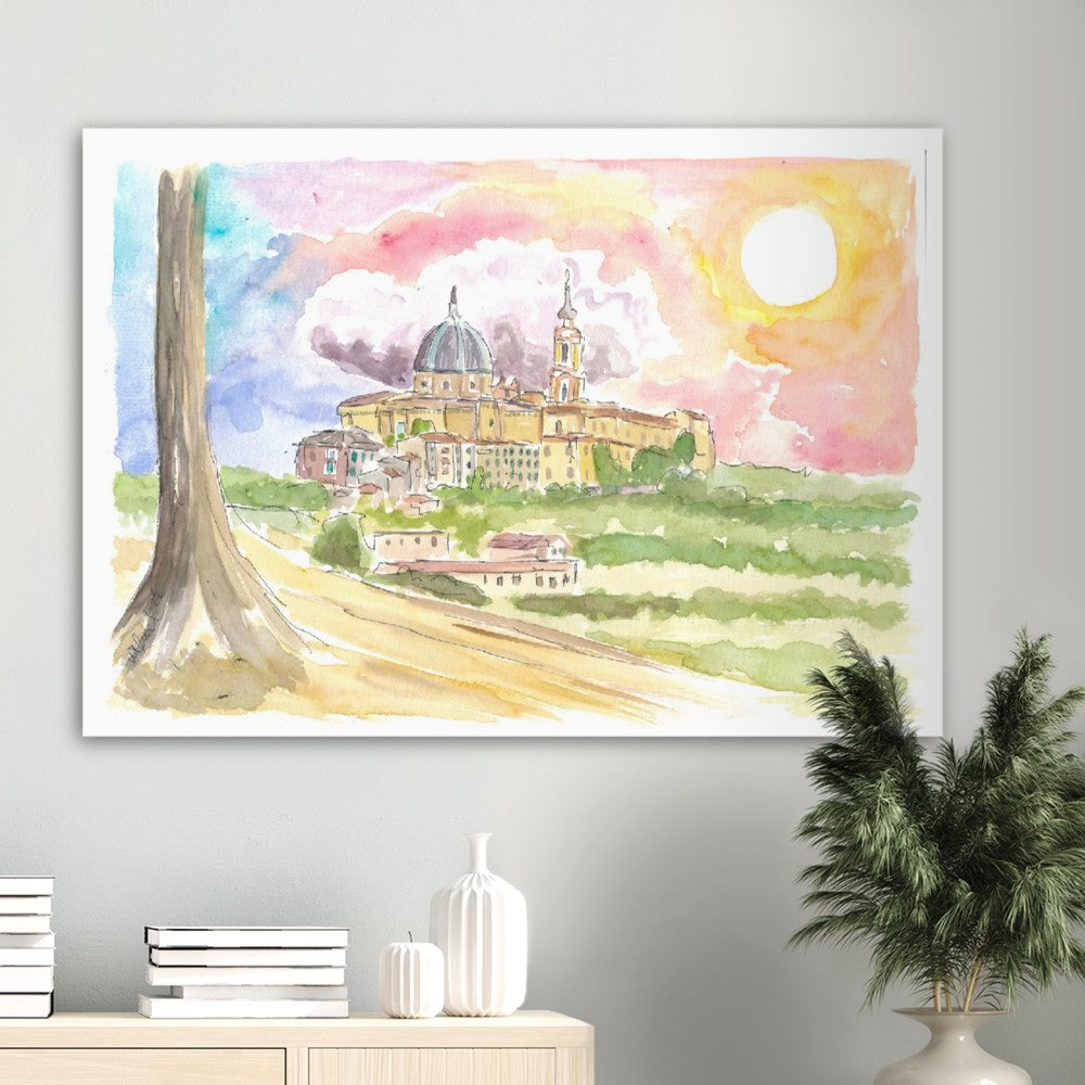 Loreto Italy City Pilgrimage Town on a Marche Hill - Limited Edition Fine Art Print - Original Painting available