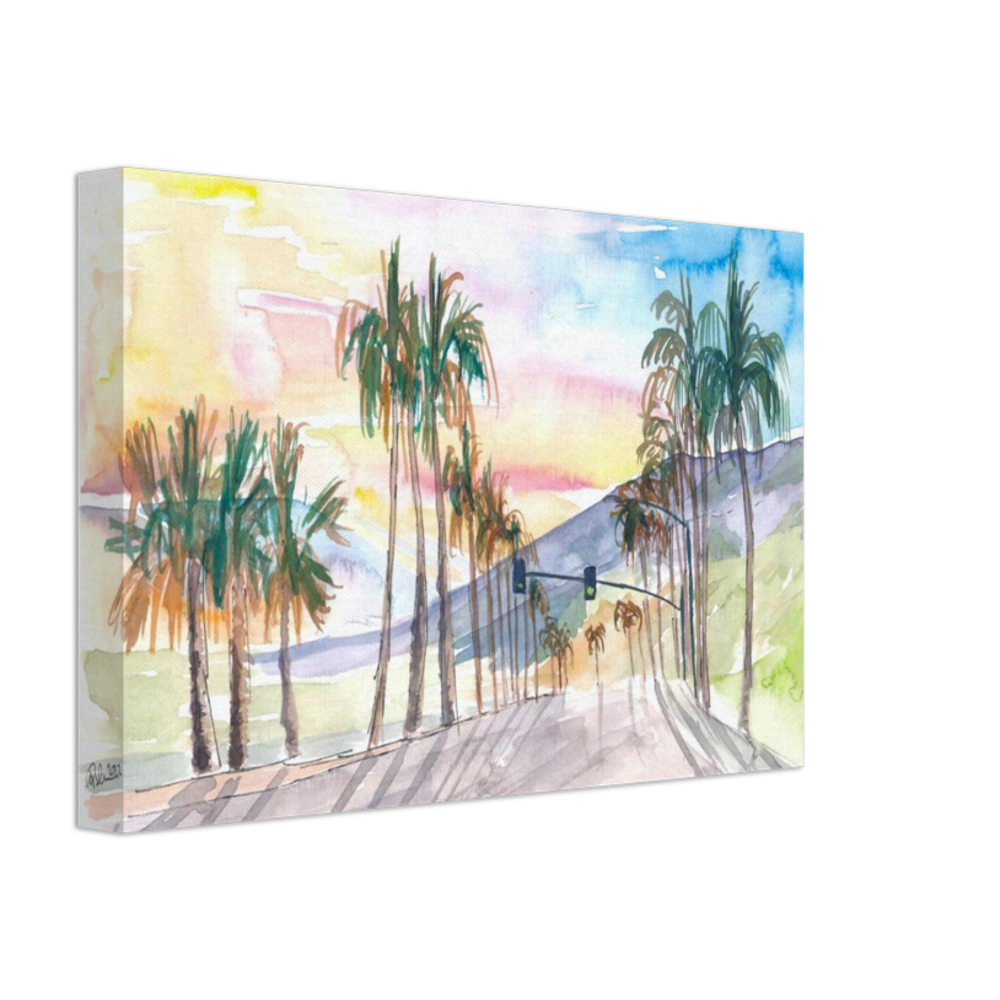 Palm Springs Avenue with Californian Sunset - Limited Edition Fine Art Print -