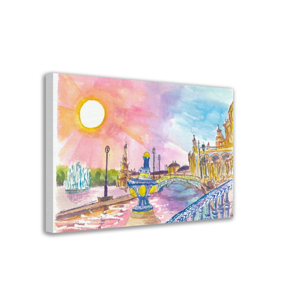 Seville Spain Unforgettable Moments at Plaza de Espana - Limited Edition Fine Art Print - Original Painting available