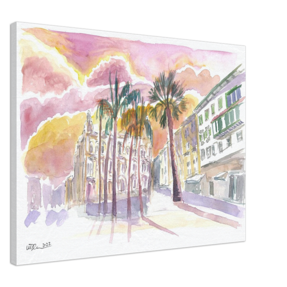Las Palmas Gran Canary San Francisco Square with Literary Cabinet - Limited Edition Fine Art Print - Original Painting available