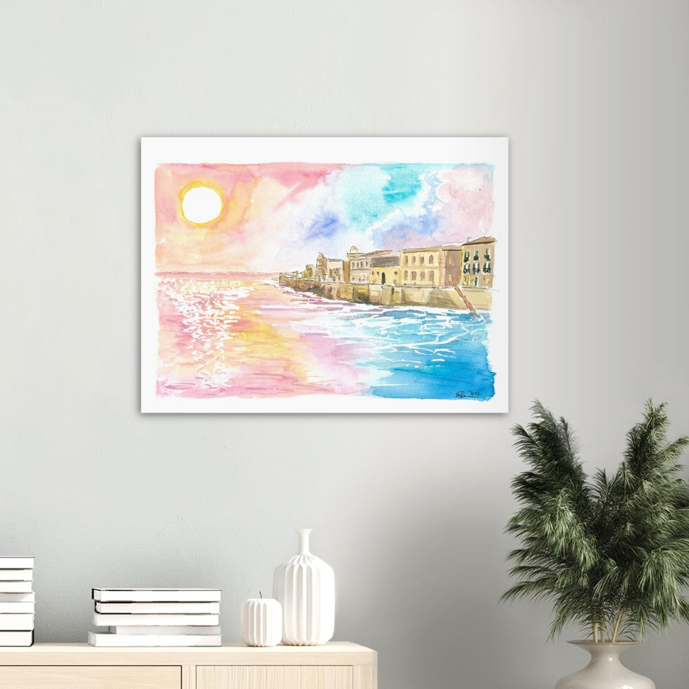 Syracuse Sicily Waterfront Promenade from Ancient Times - Limited Edition Fine Art Print - Original Painting available