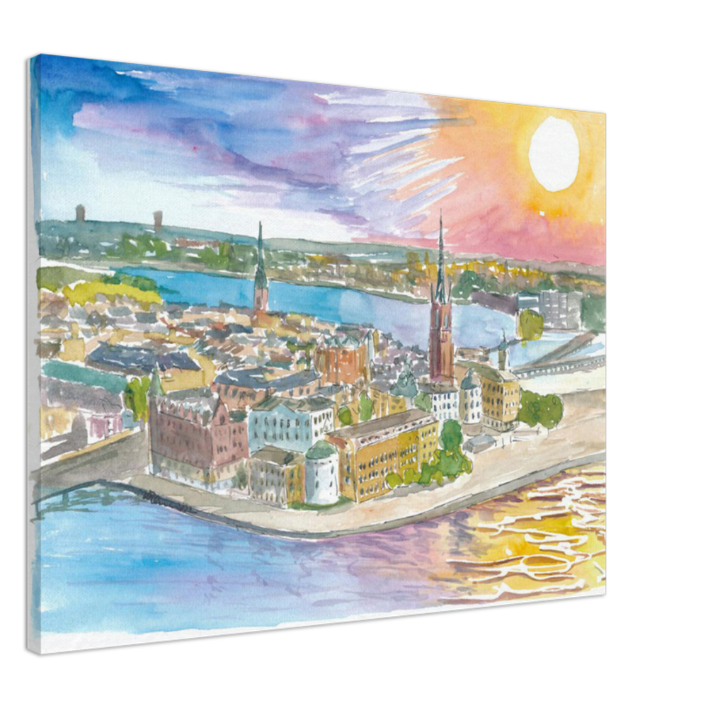 Stockholm Sweden Spectacular Sunset with Stamla Gan and Östermalm - Limited Edition Fine Art Print