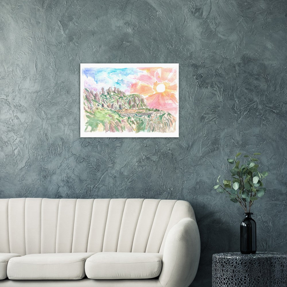 Holy Mountain of Montserrat Spain - Limited Edition Fine Art Print - Original Painting available