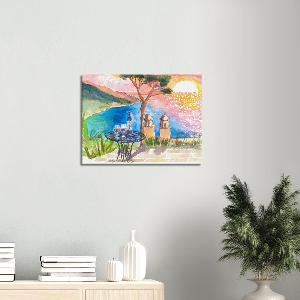 Love Wine Sunset in Amalfi Villa Rufolo Coastal View - Limited Edition Fine Art Print - Original Painting available