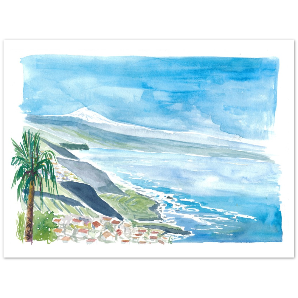 View of Snow Covered Teide in Tenerife Canary Islands  - Limited Edition Fine Art Print - Original Painting available