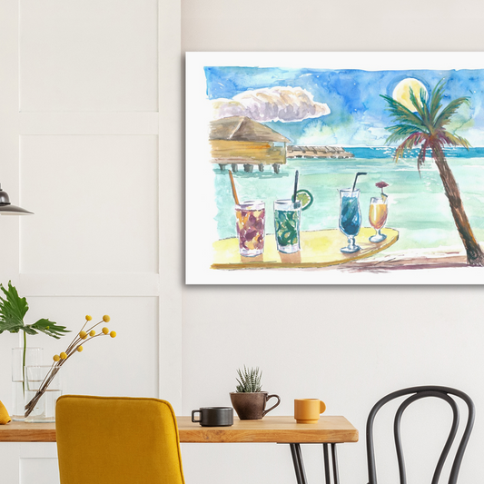 Tropical Sea with Pacific Cocktails At Marquesas Archiepelago - Limited Edition Fine Art Print - Original Painting available