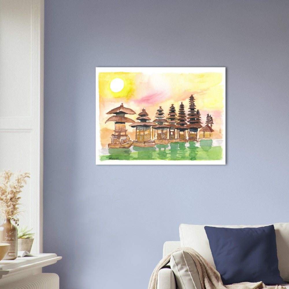 Sunset over stunning Balinese Temple and Garden in Indonesia - Limited Edition Fine Art Print - Original Painting available