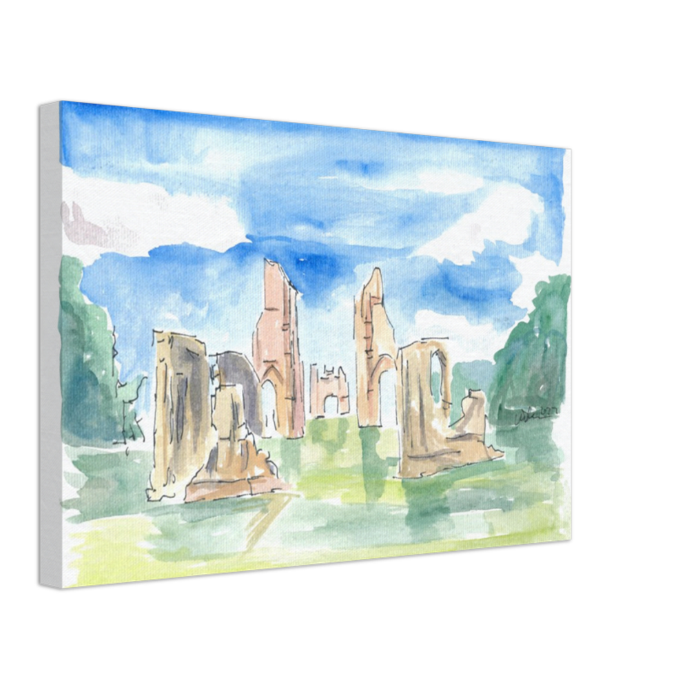 Glastonbury Abbey Ruins Watercolor Impressions - Limited Edition Fine Art Print - Original Painting available