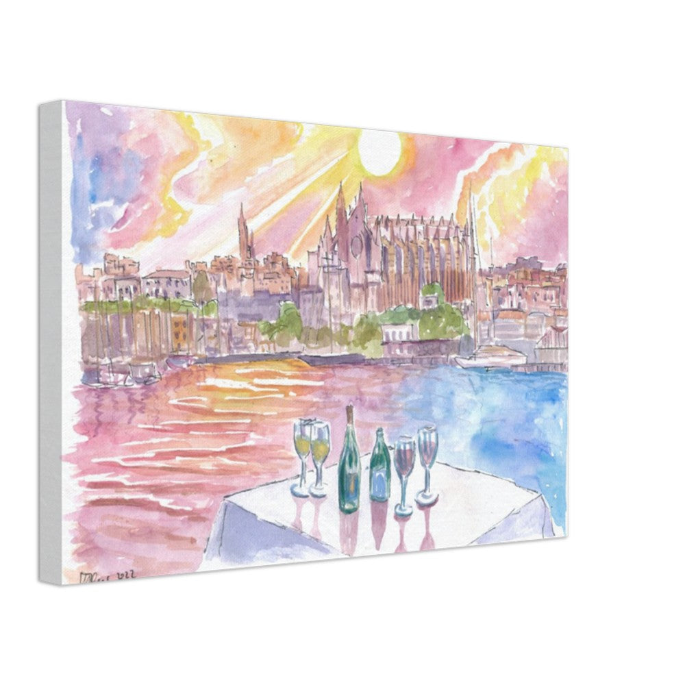 Dinner in Palma Majorca with Port, Wine and La Seu - Limited Edition Fine Art Print - Original Painting available