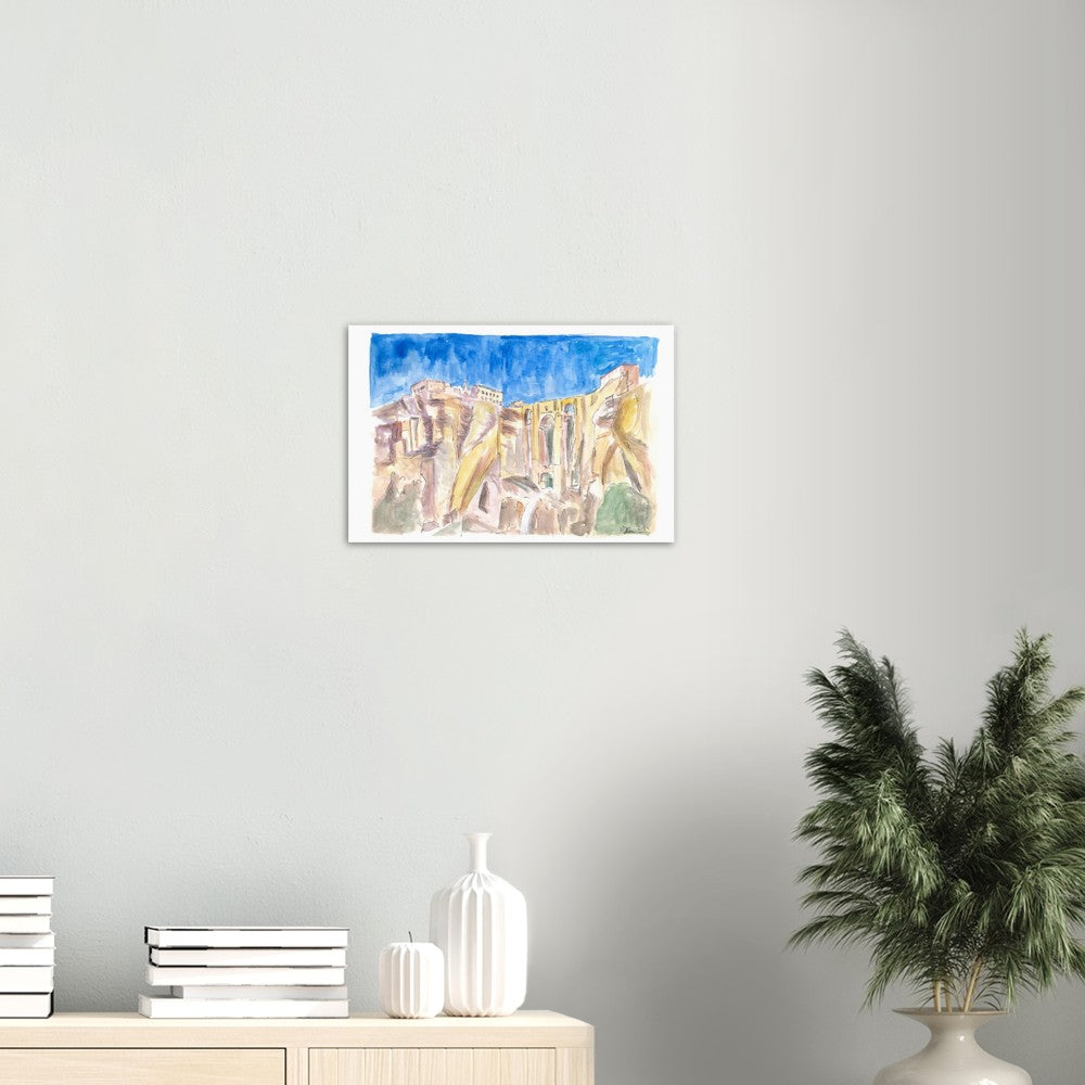 Ronda City View and Andalusia Dreams with Rocks and Puente Nuevo - Limited Edition Fine Art Print - Original Painting available