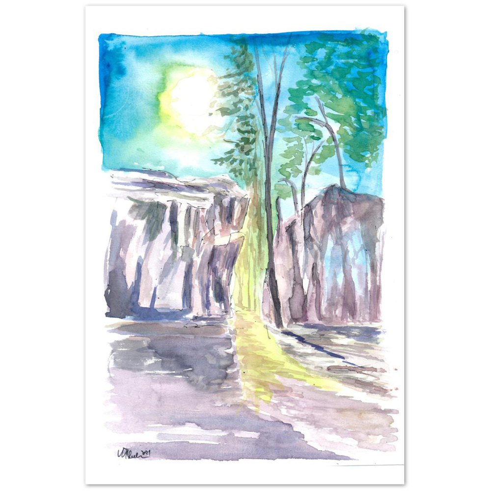 Ozark Hiking Watercolor Trail Scene - Limited Edition Fine Art Print